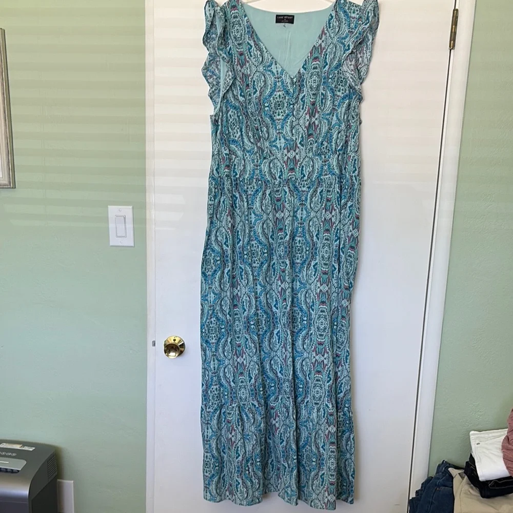 Lane Bryant Blue Sleeveless V-Neck Maxi Sundress - Picture 1 of 4
